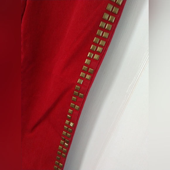 NWT DG2 RED STUDDED BOOT CUT JEANS 12 - Picture 4 of 7